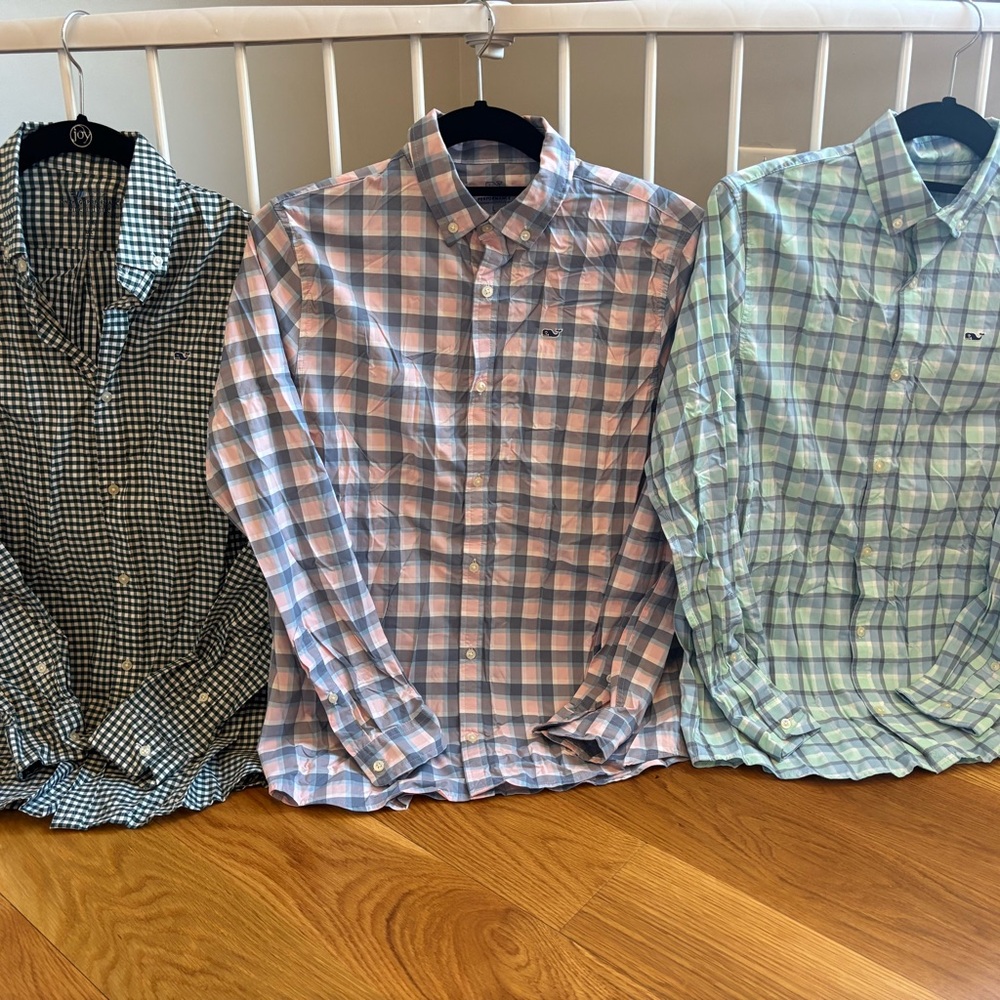 Vineyard Vines, three Plaid Button-Down Shirts